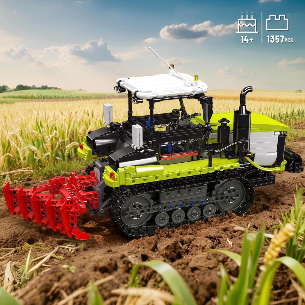 Mould King 17093 Crawler Tractor Building Blocks (1357 Pieces) for Adults, Precision Model Building Kit, Agricultural Machinery, DIY Model, Perfect