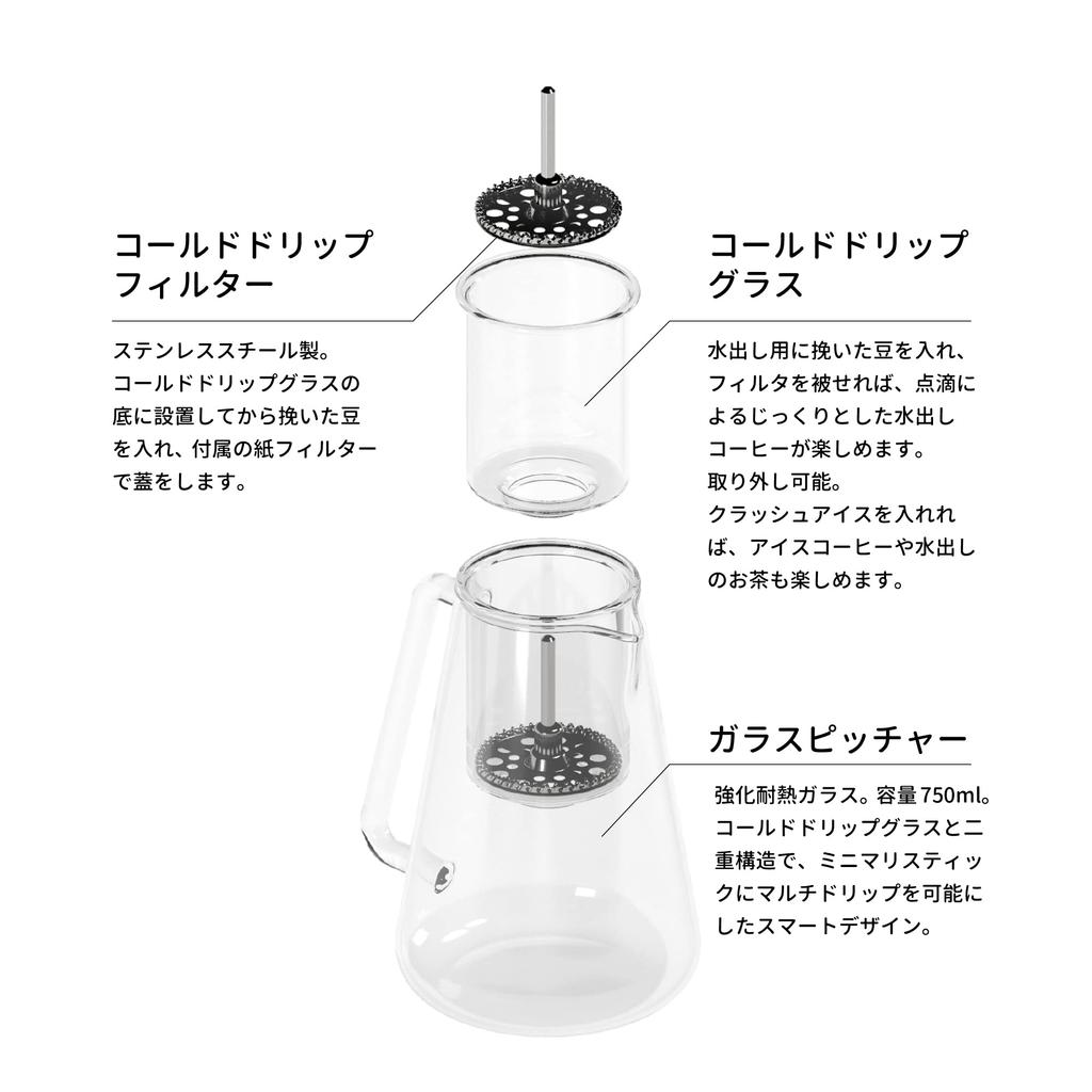 Goat Story Умная кофеварка-дриппер GINA Черная Производитель Оборудование для капельного заваривания Набор дриппера Холодное заваривание Френч-пресс Весы (черный) [Японская гарантия] Встроенный