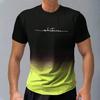 Trendy Short-Sleeved Gradient Letter 3D Printed Round Neck Casual Men's T-Shirt Clothing Spring And Autumn Sports Tops