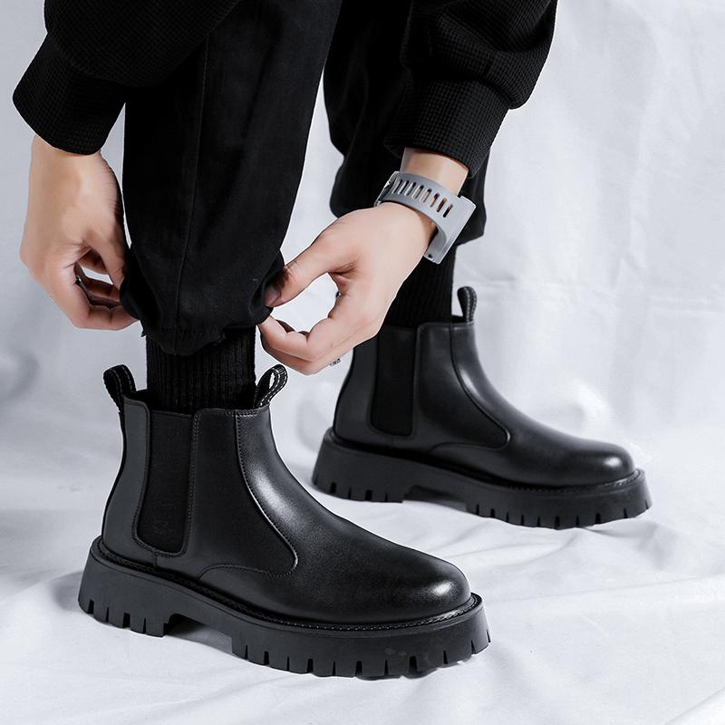 Зимние ботинки класса люкс, белые, с острым носком, на платформе, ботинки челси, мужские кожаные, большие, 38-46, высококачественные мотоциклетные ботинки