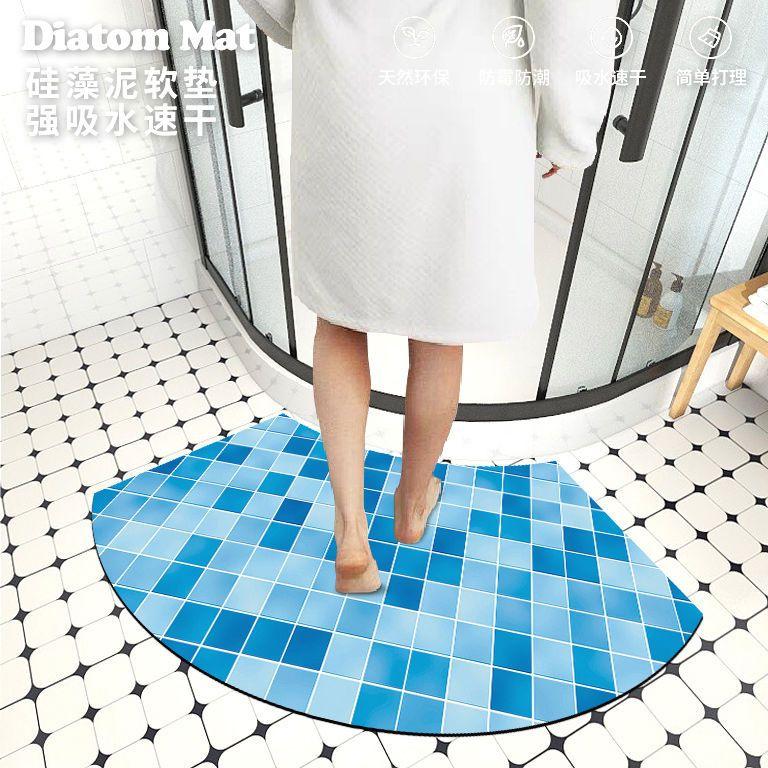 Коврики для ванной Absorbent Wave, Blue and Fresh Bathroom, Refreshing Curved, Накладки на дверцу душа, Modern Simplicity, Бытовая техника