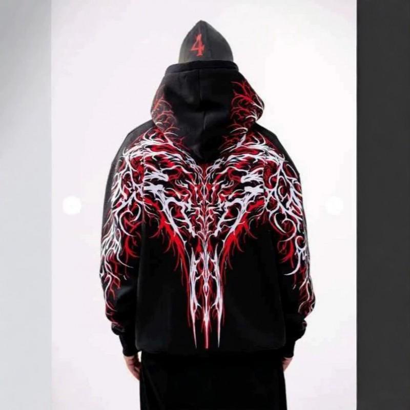 Black Hooded Streetwear Sweatshirt With Reflective Geometric Print Men Women Motorcycle Riders 2026
