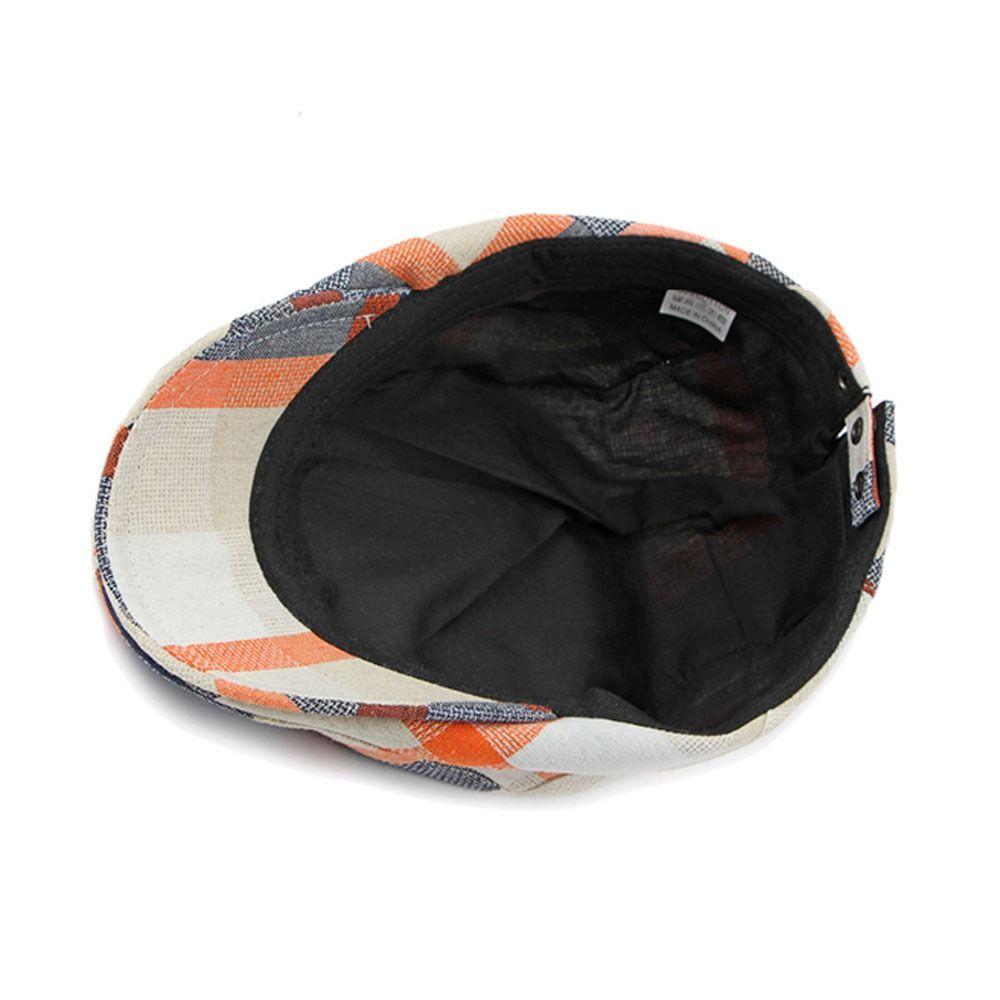 Thin Flat Caps Button Adjustable Newsboy Caps Classic Plaid Berets for Men Women