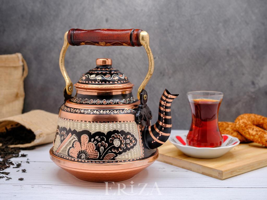 Старинный заварной чайник из цельной кованой меди 1,6 литра 108 унций