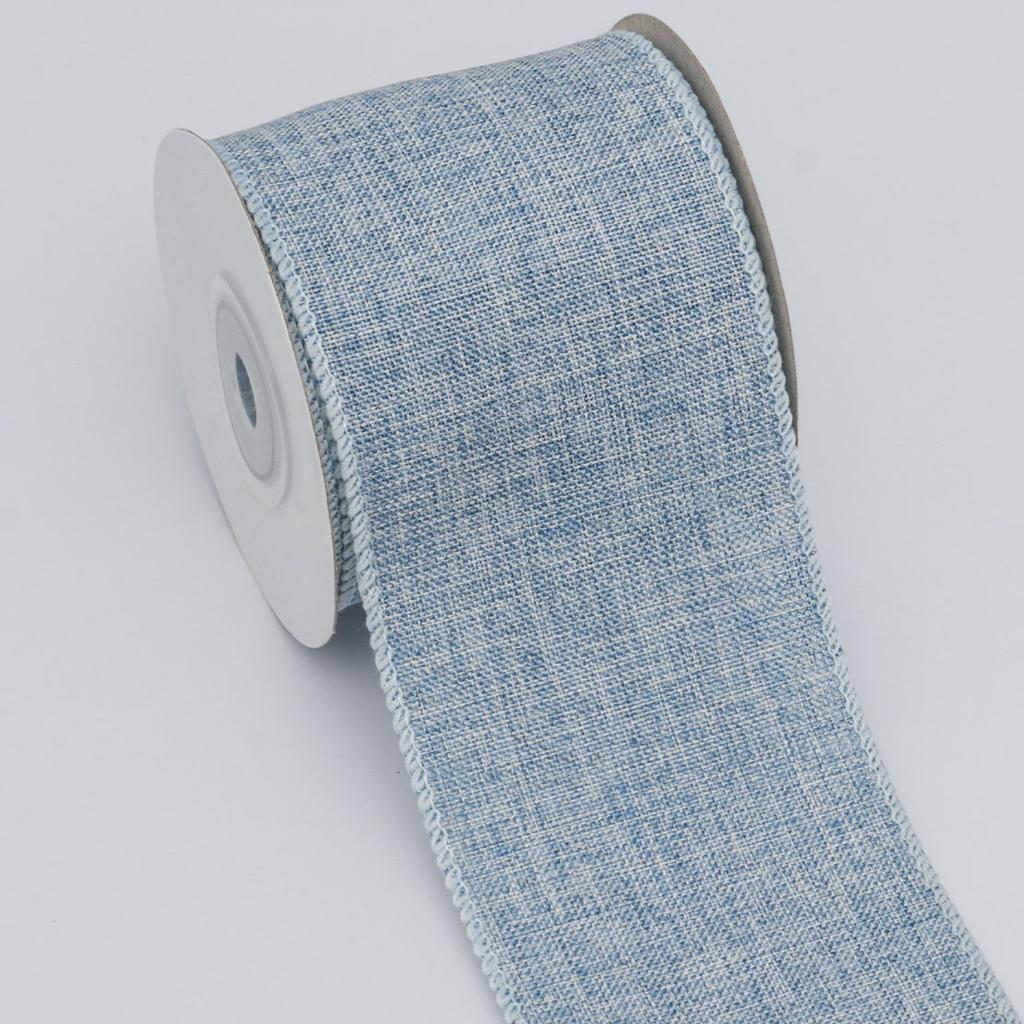 Decorative Romantic and Cozy Solid Color Christmas Day Decoration Ribbon Plaid Ribbon Imitation Hemp Ribbon Wire Edge Imitation Hemp Woven Ribbon