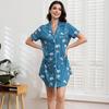 Женские ночные рубашки из модала с цветочным принтом, сексуальные ночные рубашки с воротником-лацканом, с короткими рукавами, свободная одежда для сна, летняя пижама