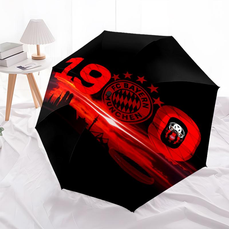 Printed FC Bayern München logo Printed Folding Umbrella,Outdoor,Leisure,And Travel Umbrella,Durable Umbrella Fabric,Birthday And Holiday Gift