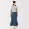 Женская джинсовая юбка А-силуэта MUJI, стрейч, синяя, размер L, BE1Z3A5A
