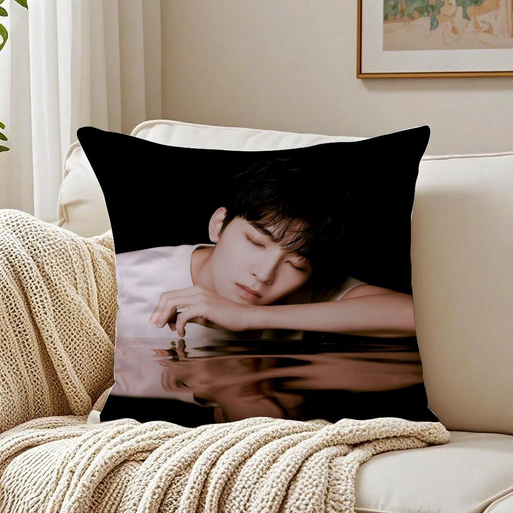 Popular Kpop Idol WWonwooS Cushion Cover Linen Pillowcase Soft  for Sofa Bed Home Room Decor
