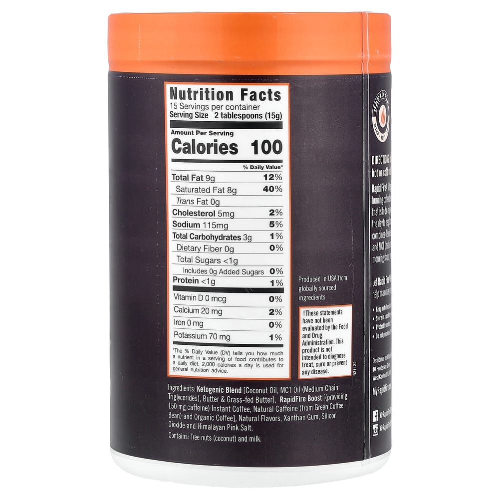 Keto Кофе Rapidfire Фундук Растворимый Средняя Обжарка 225г (7,93 унции)