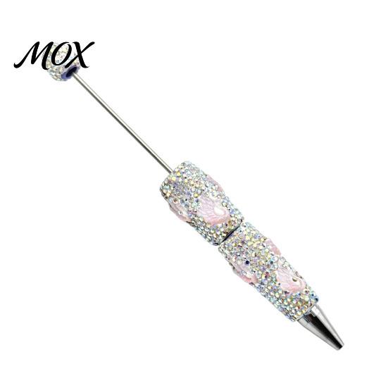 Sparkling Cartoon Shaped Pen DIY Glow-in-the-Dark Diamond Beaded Pen, Rhinestone Ballpoint Pens with Charms, Cute Glitter Writing Stable Tools