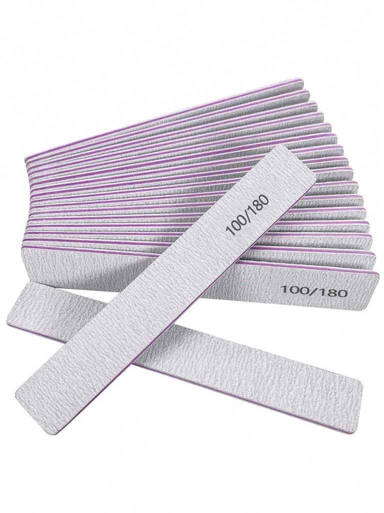 25PCS Professional Nail File,180/100 Nail File For Natural Nails, Nail File Double-Sided Washable Fine Grain Nail File For Home And Salon Use.