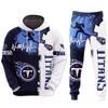 NFL Football Tracksuit Set 3D Print Hoodie Loose Pants Mens Sportswear