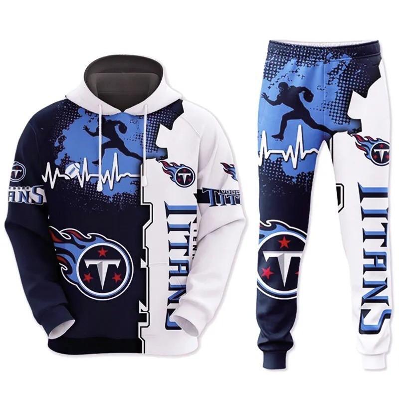 NFL Football Tracksuit Set 3D Print Hoodie Loose Pants Mens Sportswear