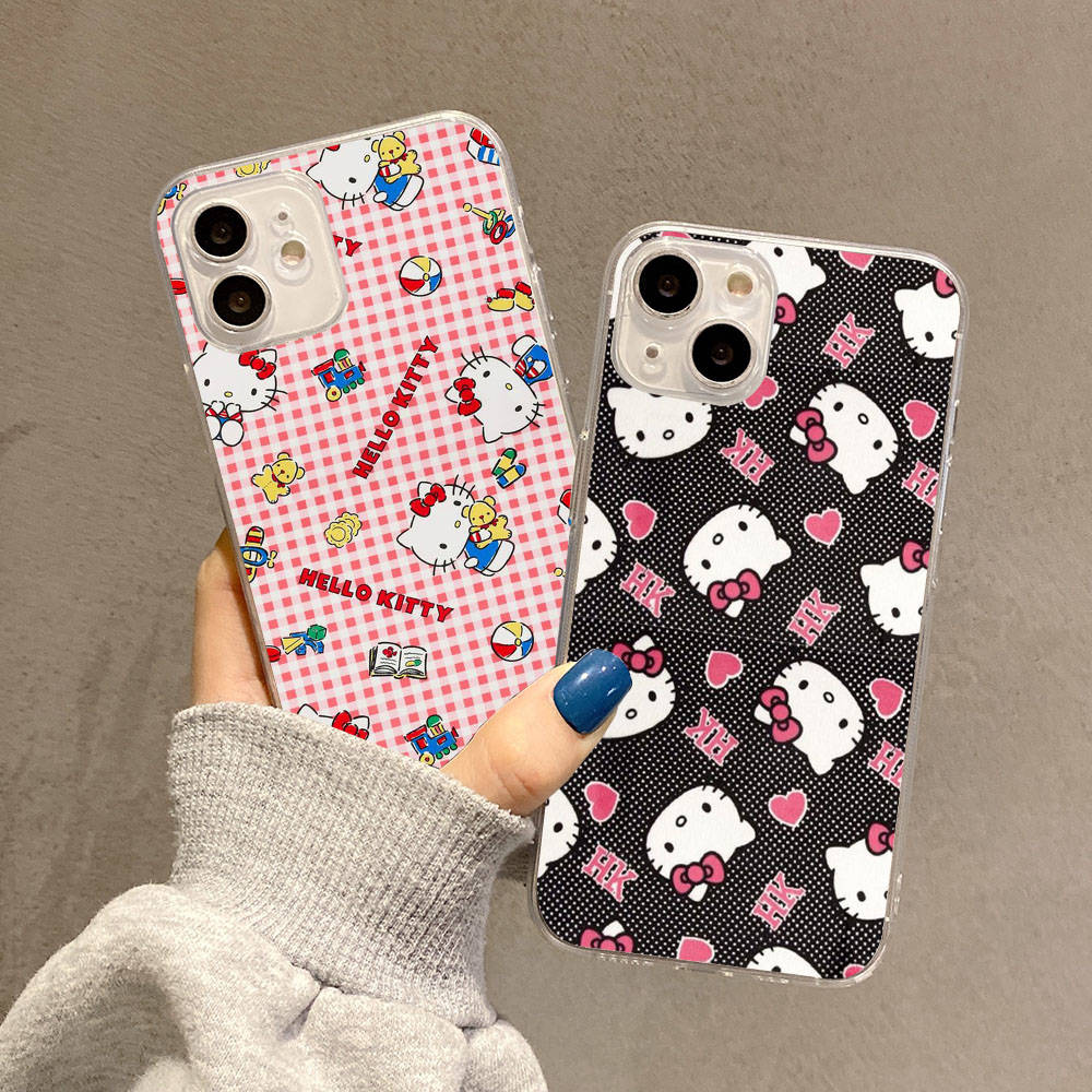 Чехол для Samsung A04 A14 A23 A34 A54 M23 M33 M52 M53 Realme 10 9 C30S C35 C55 VIVO Y02S Y21 Y51 X80 Pro Прозрачный чехол LI14 Hello Kitty