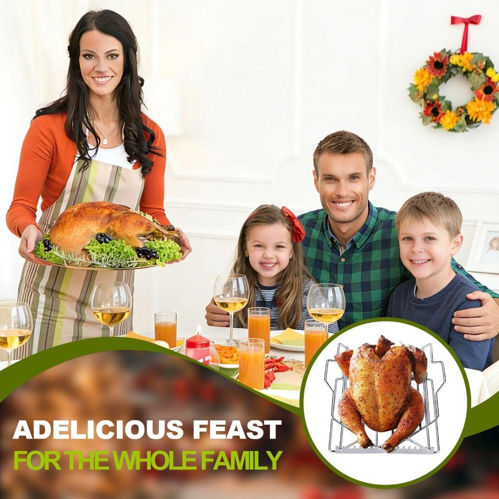 Adjustable Roasting Rack Non-Stick Turkey Chicken Rack Premium Foldable Oven Rack Dishwasher