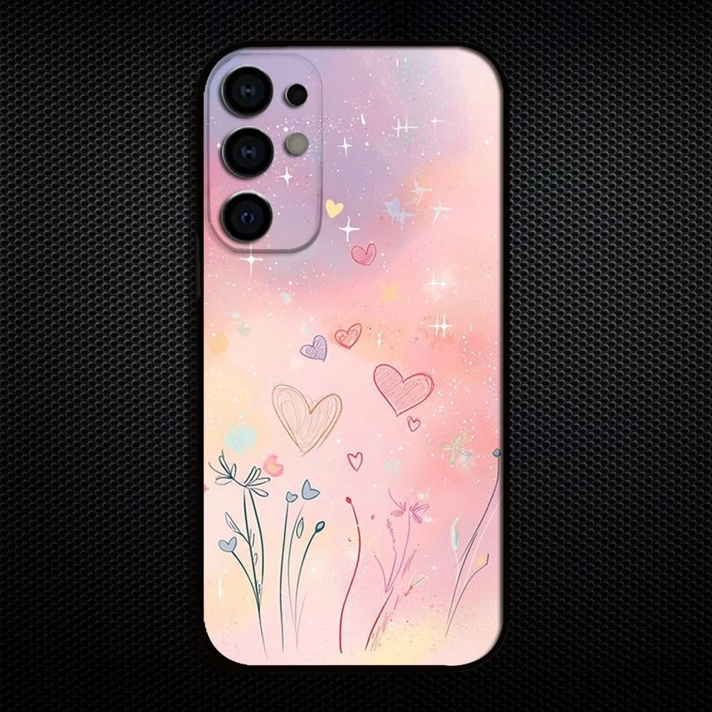 Чехол для телефона с узором в виде сердца для Samsung S25/S24/S23/S22/S21/S20/Plus,Fe,Lite/Другие Черный Чехол