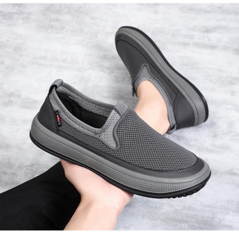 Мужские сетчатые туфли 2025 лето новая однотонная универсальная одинарная обувь дышащая мягкая подошва легкая повседневная обувь