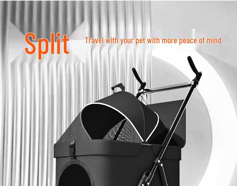 GVBB Compact Foldable Pet Stroller for Cats and Dogs - Lightweight, Detachable Design for Easy Travel.