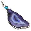 Подвеска Blue Slice Drusy Gemstone Handmade Silver Jewelry 3.5"