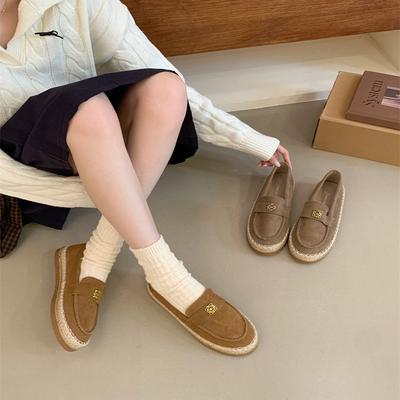 2025 ранняя весна новые лоферы на толстой подошве на мягкой подошве туфли Doudou женские на плоской подошве с металлической фурнитурой матовые туфли-рыбаки