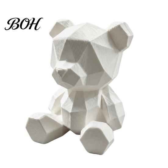 DIY Paintable Ornaments Polygon Bear Statue, Hand-Paint 3D Printed Ornament, Poly Geometric Customizable Art Decoration Nordic Style Sculpture,
