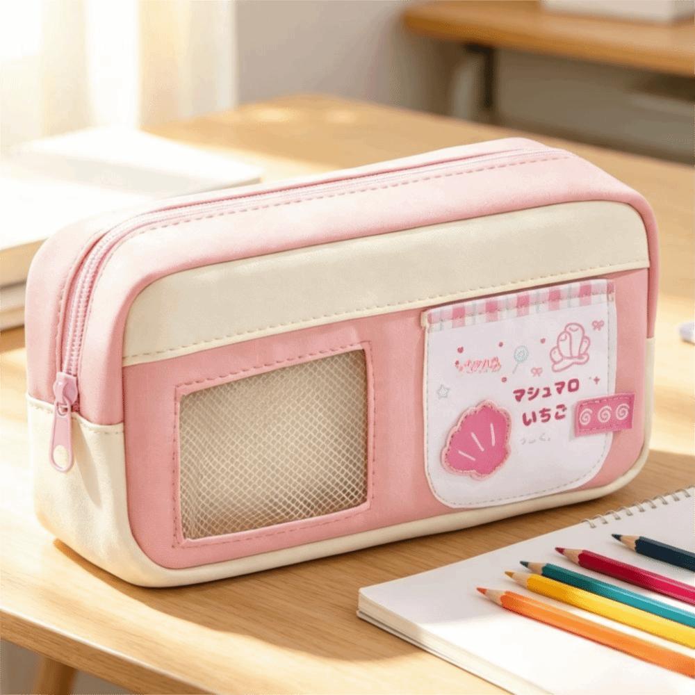 Clear Window Pencil Case Large Capacity Stationery Bag Cute Stationery Case Students
