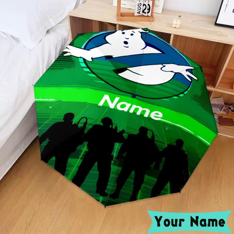 Custom Name Ghost Team-Up Umbrella, Foldable Umbrella Suitable for Outdoor Shopping Travel Sports, Exquisite Gift for Family