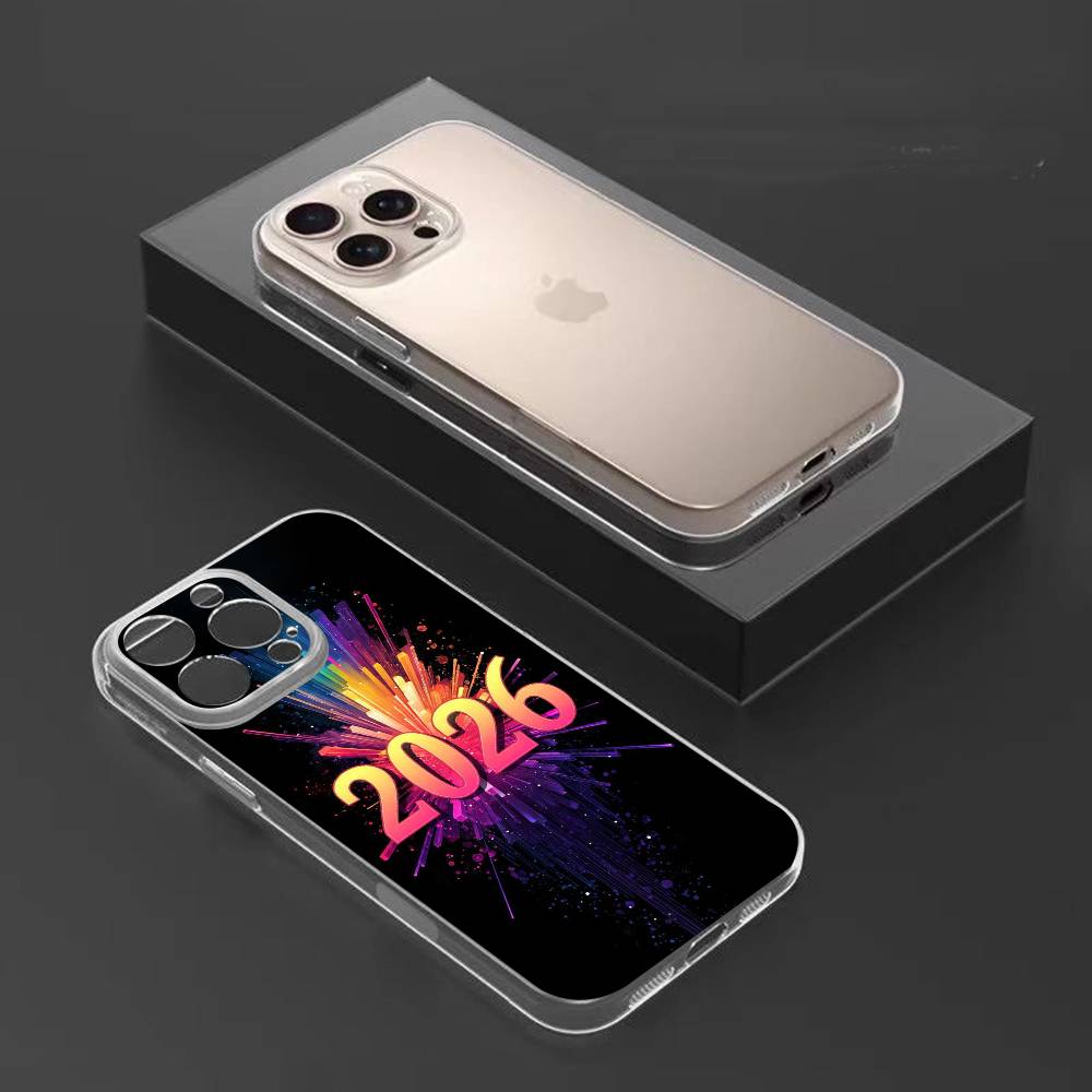 The year 2026 Phone Case For iPhone17,16,15,14,13,12,11 Plus,Pro Max Soft Transparent Cover