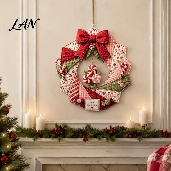 DIY Ornament Making Supplies Christmas Fabric Wreath Kit, Patchwork Beginner-Friendly Handmade Holiday Craft Personalized Door Decor Decoration