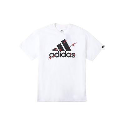 adidas SS22 Дышащая футболка с большим логотипом и круглым вырезом с короткими рукавами, топы унисекс, белые GL0870