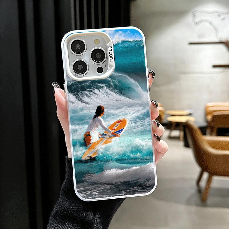 Чехол для телефона iPhone 17 Air 16 16E 15 Pro Max 14 Plus 13 Mini 12 с изображением доски для серфинга, серфинга, лета, противоударный, задняя крышка, защита от падения