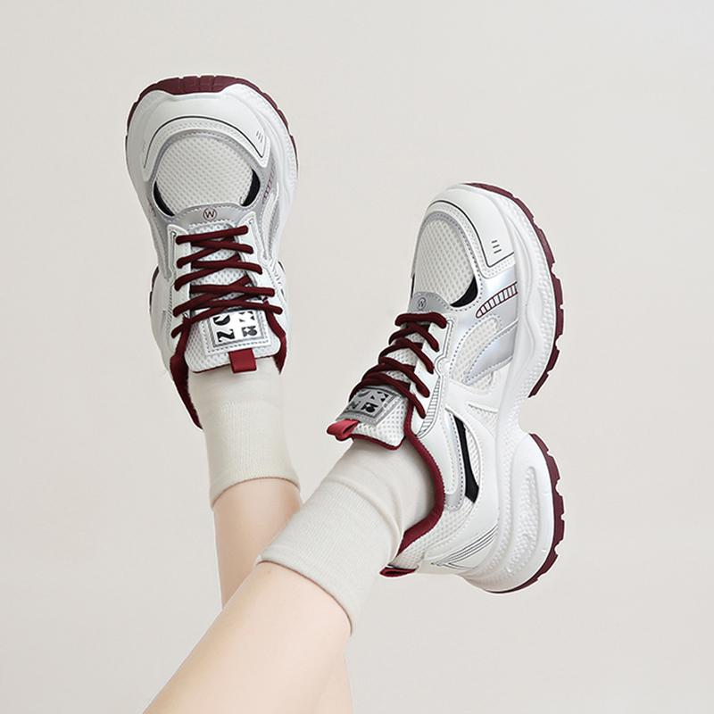 Fashion Thick Bottom Breathable Mesh Sneakers Women 2025 New Lace Up Platform Sport Shoes Woman Non Slip Ladies Fitness Vulcanize Shoes
