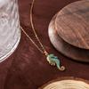 Stainless Steel Seahorse Pendant Necklace Turquoise Boho Ocean Jewelry For Women