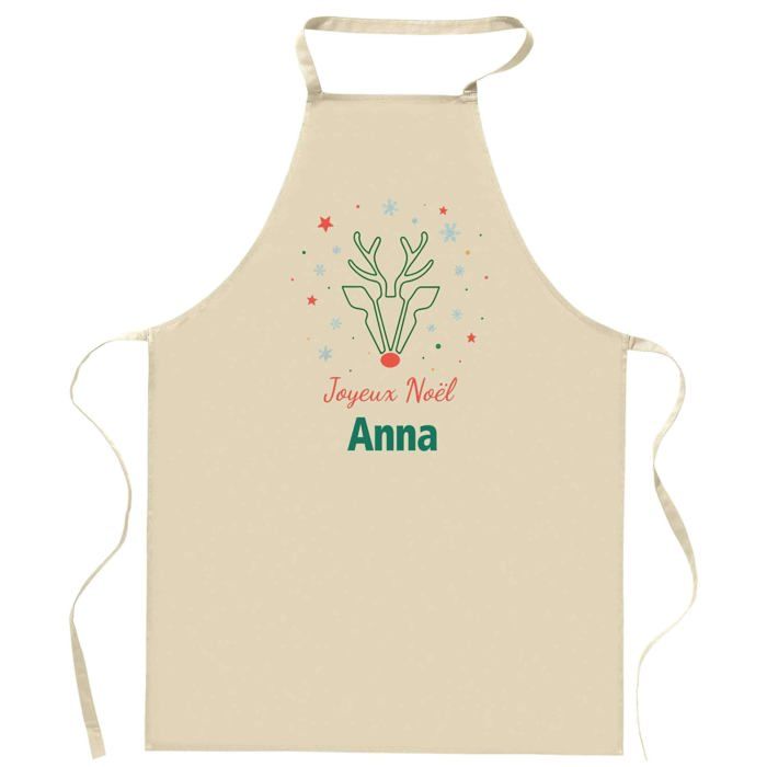 Tablier de cuisine - Joyeux Noël Anna Cerf - Motif cerf - Coton résistant - Impression française