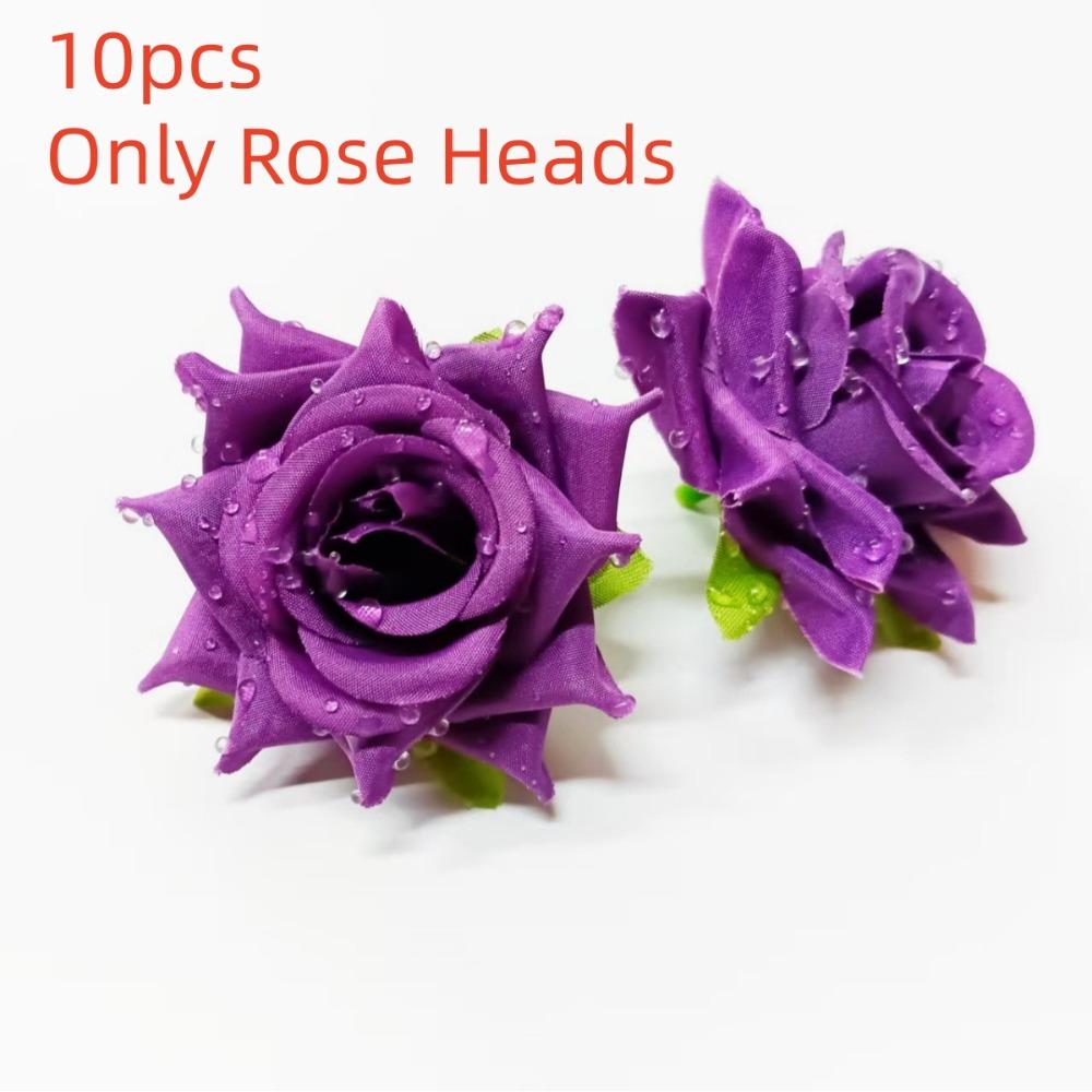 10pcs Pastel Colors Realistic Artificial Rose Heads 3D Elegant Flower Arrangement for Wedding