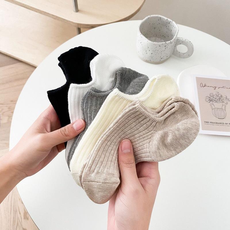 Double Needle Boat Socks Shallow Socks Candy Color Versatile Cotton Socks Trendy College Style Basics