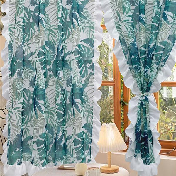 Занавеска для окна из полиэстера, хлопка и льна с принтом, кухонная занавеска с рюшами, занавеска для эркера, короткая занавеска, готовая занавеска для эркера, художественный декор