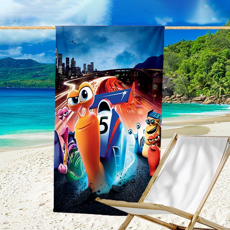 1pc TURBO1 Beach Towel, Beach and Seaside Swimming Pool Equipment, Fashion Pattern, Rectangular, Travel Essentials