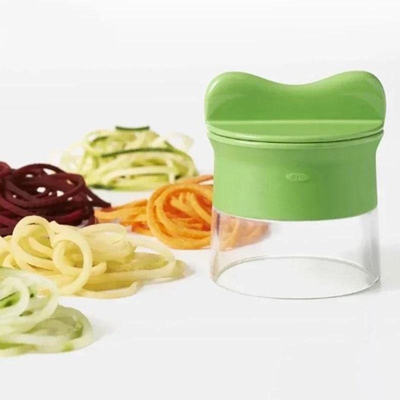 Ручной спирализатор для овощей, спиральный нож для резки овощей, ручной овощерезка 2-в-1 для фруктов, огурцов, картофеля, тыквы