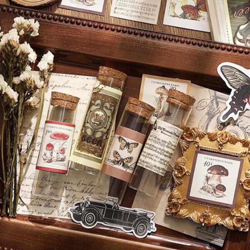 LUOM 15pcs Vintage Style Material Paper Retro Diy Hand-decorated Scrapbooking Stickers For Art