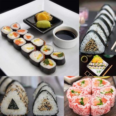 10 шт./комплект Инструмент для приготовления японской кухни Pro Формы для роллов из нори и риса Пластиковые с формой для роллов Вилка Лопатка Черный Кухонные принадлежности