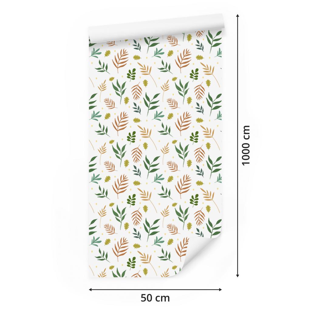 Leaves Wallpaper White and Cream for Living Room and Bedroom 50x1000