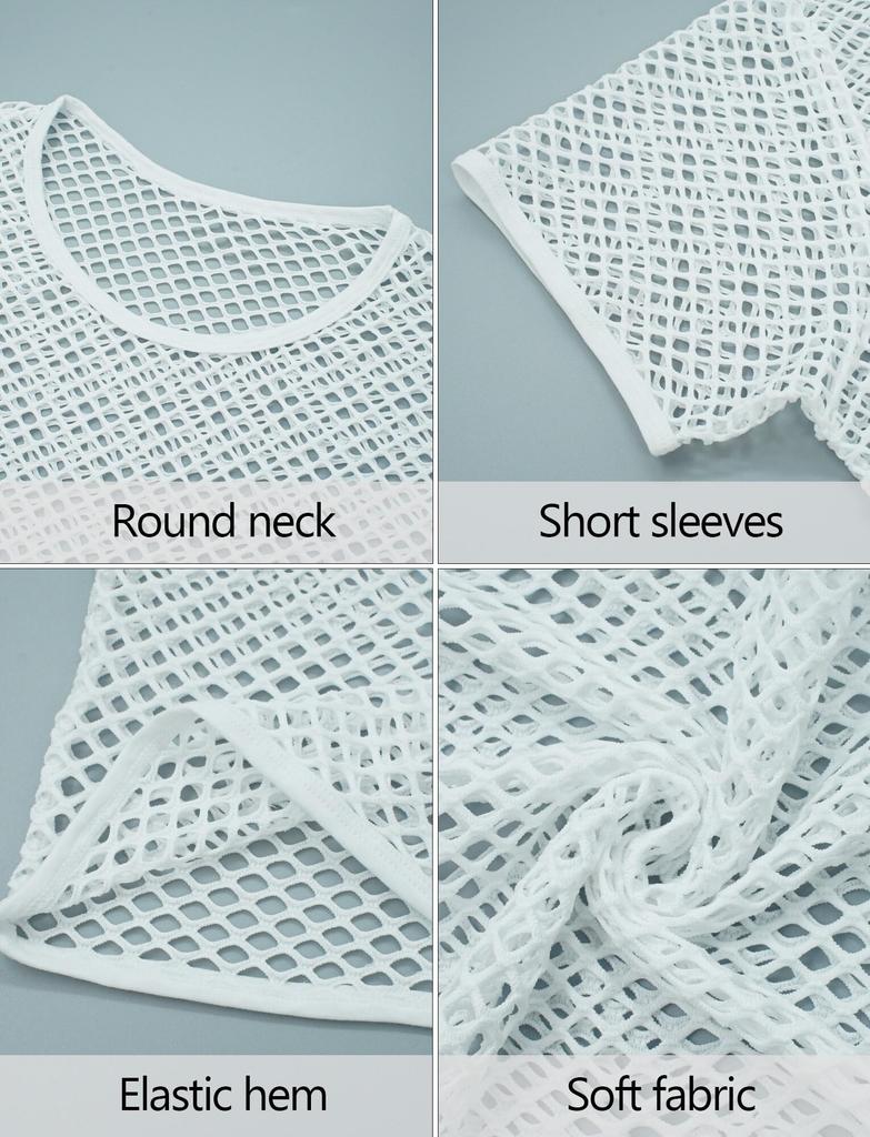 Maeau Sheer Mesh Tank Perfect for Gym and and Perfect for Training and White Men's Top, See-Through T-Shirt, Bodybuilding, Workouts, Loungewear,