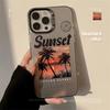 Пейзаж заката с кокосовой пальмой Лазерный чехол для телефона для iPhone 16 15 14 13 12 11 Pro Max XS XR X 7 8 Plus SE Ударопрочная твердая крышка