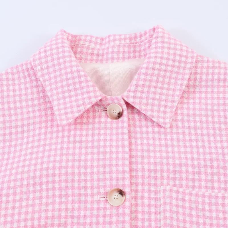 Womens Long Sleeve Plaid Shirt Jacket Loose Fit Turn-Down Collar Button Front Casual Office Wear 2026