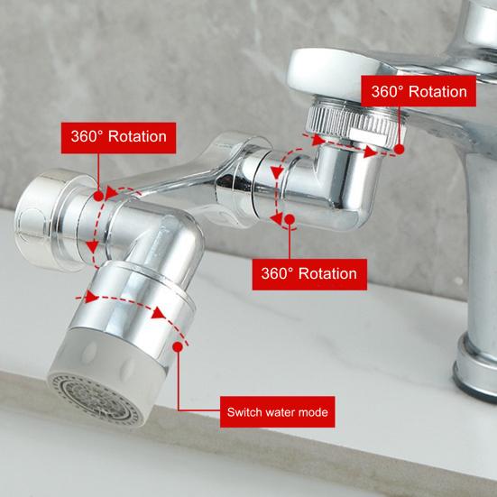 Вращающийся удлинитель для смесителя, дизайн из сплава, двойной режим подачи воды, вращающийся на 1080 градусов, аэратор для раковины на кухне и в ванной