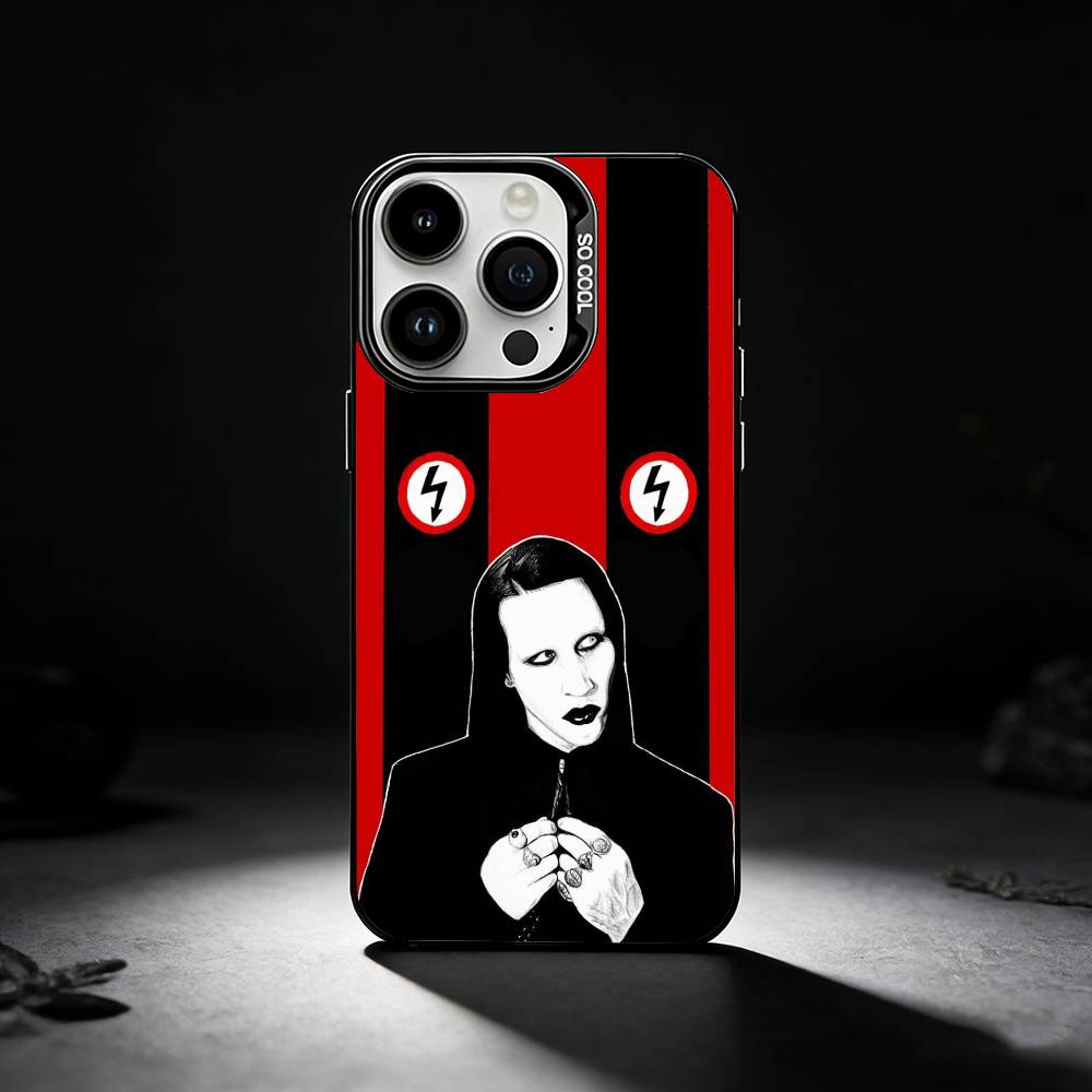 Чехол для телефона M-Marilyn Singer Manson для iPhone 17,16,15,14,13,12,11 Plus,Pro Max,XS,Цветной серебристый чехол для телефона