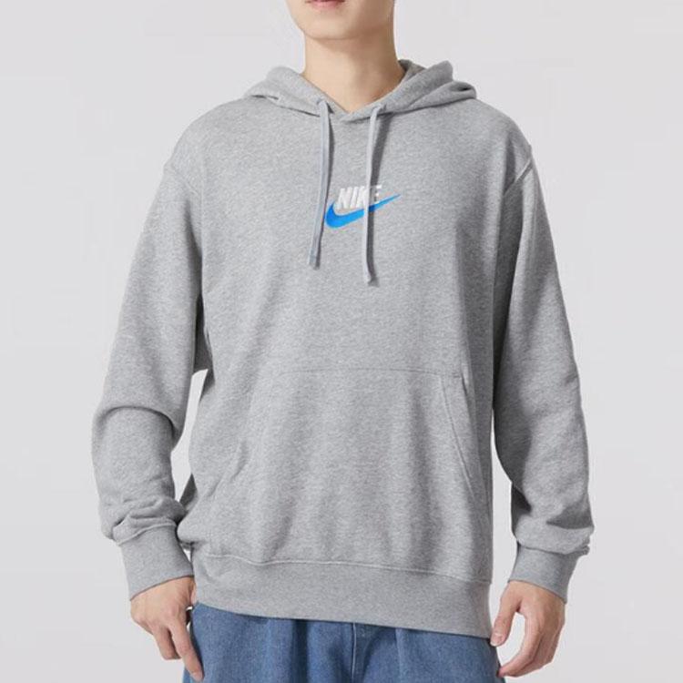 Nike Французская вышивка логотипа принт беговая толстовка мужская топы серый FB7789-063