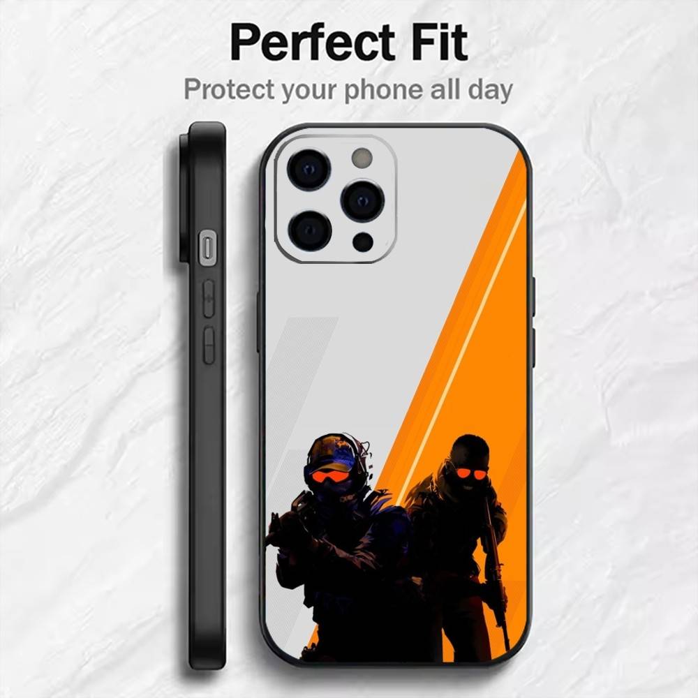 Чехол для телефона CS2 C-Counter S-Strikes для iPhone 17, 16, 15, 14, 13, 12 Plus, Max, Мягкий силиконовый, Черный